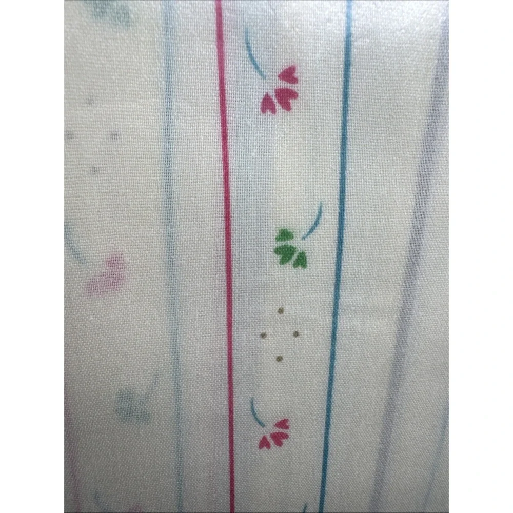 Vintage 70s 80s Full Double Bed Sheet Set w 2‎ Pillowcases Stripes Clover Hearts